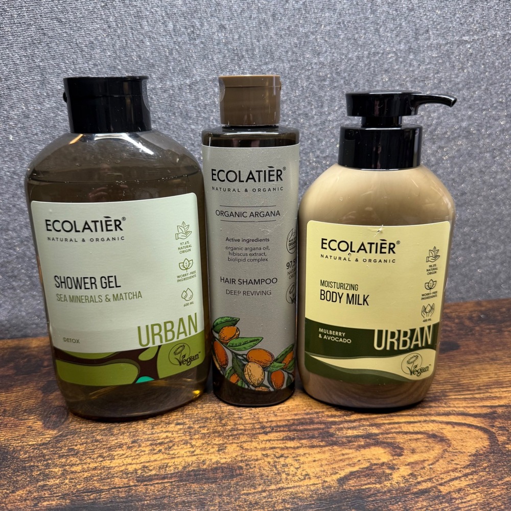 Ecolatier Urban Natural Organic Bath Set Shampoo Shower Gel Body Milk‎ Vegan 3pc